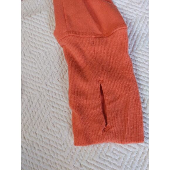 Athleta Coral Orange Long Sleeve Top Modal Blend Thumbhole Medium Tall MT - Picture 6 of 8
